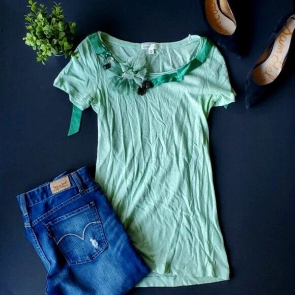 🌼J.crew Green Soft Shirt 100% cotton - Picture 1 of 8